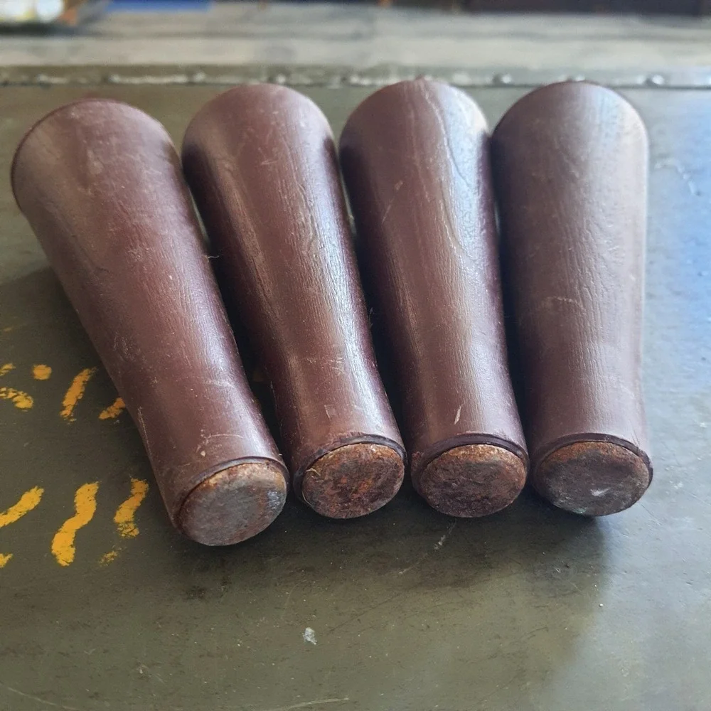 4 Piece Screw In Vintage 1960's MCM Dark Taper Wood Grain Furniture Legs - 5